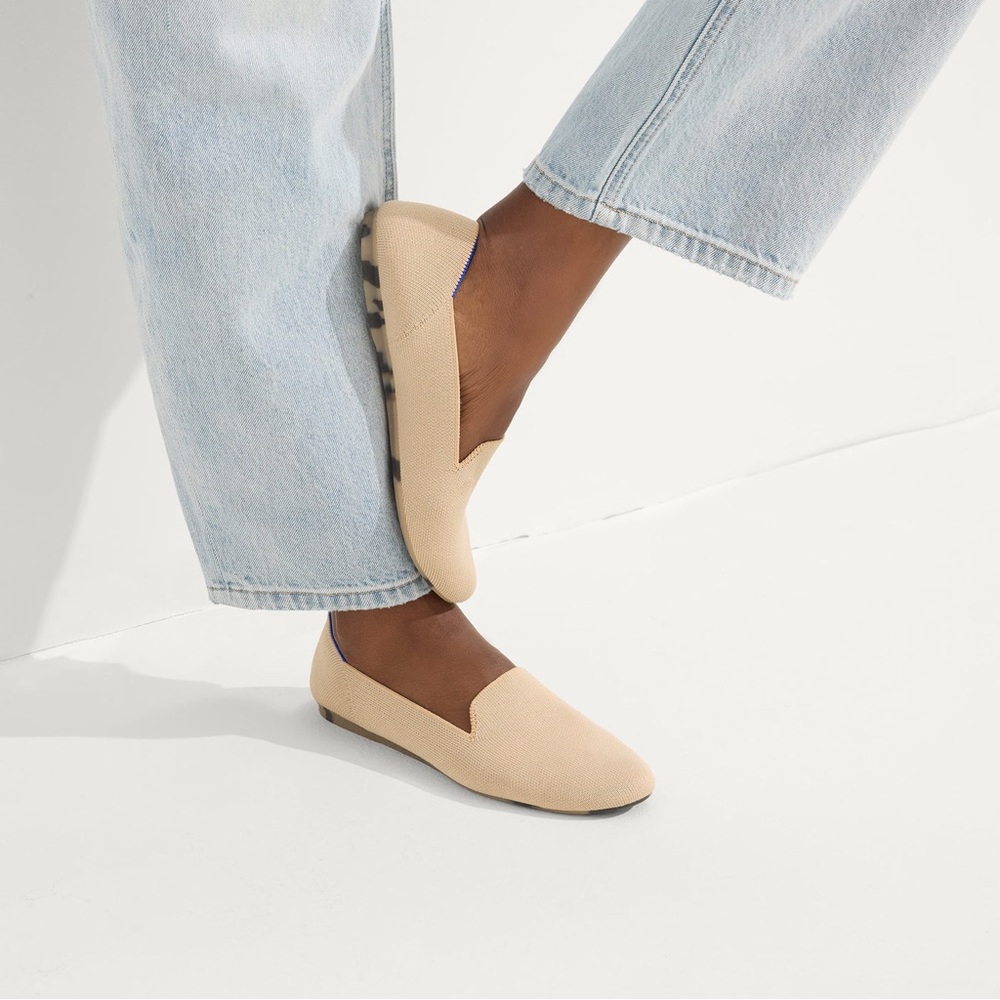Rothy’s The Loafer Flats in Ecru with Tortoise Shell Bottoms
